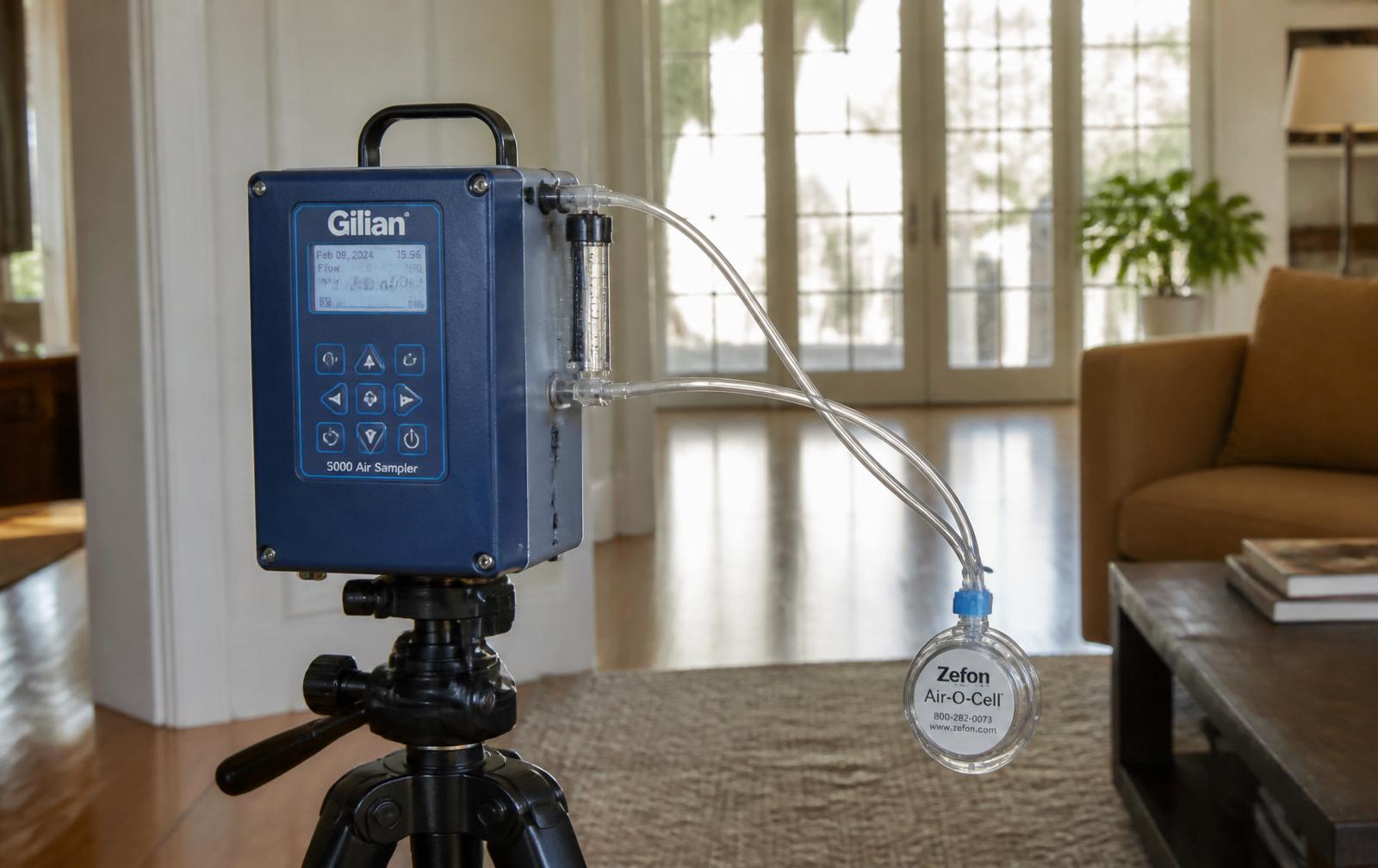 Air Quality Sampling — professional equipment in a Florida home